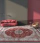 พรมวินเทจลายเปอร์เซีย สีแดงเลือดหมู-เทา Persian Vintage Style Area Rug Red-Grey Large Size for Luxury Living Room