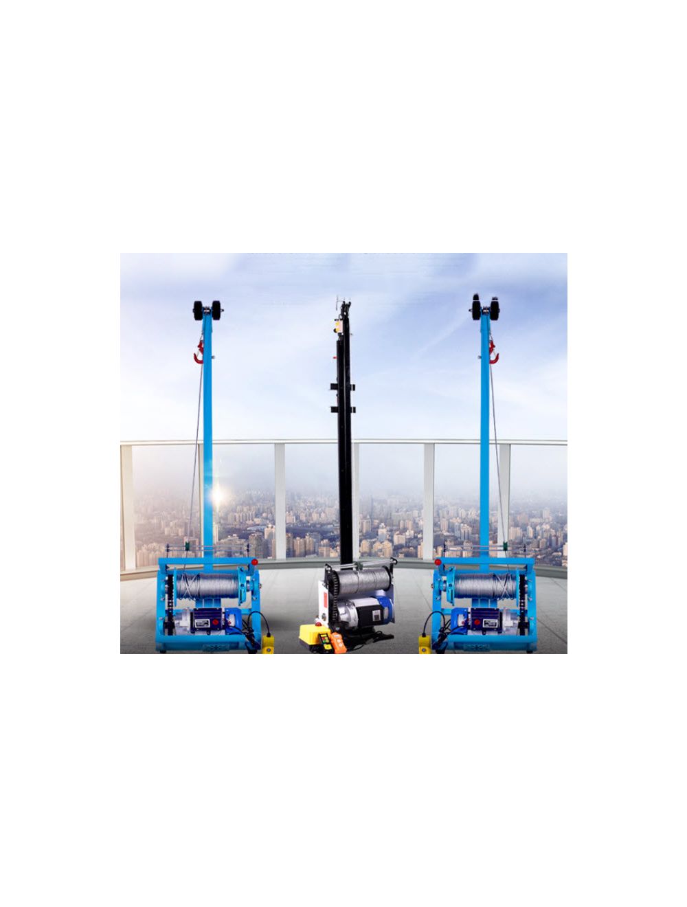 รอกไฟฟ้ามอเตอร์ พร้อมโครงแขวน งานก่อสร้าง motor hoist 220V highrise