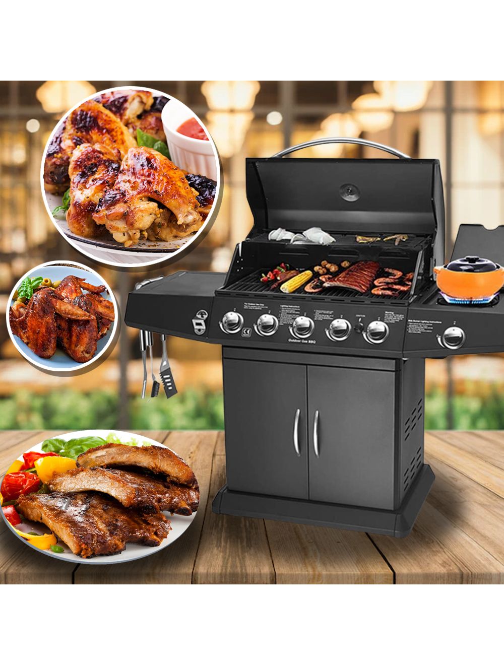 เครื่องทําบาบีคิวไฟฟ้า เตาปิ้งย่างไฟฟ้า ระบบแก๊ส Induction Outdoor Gas