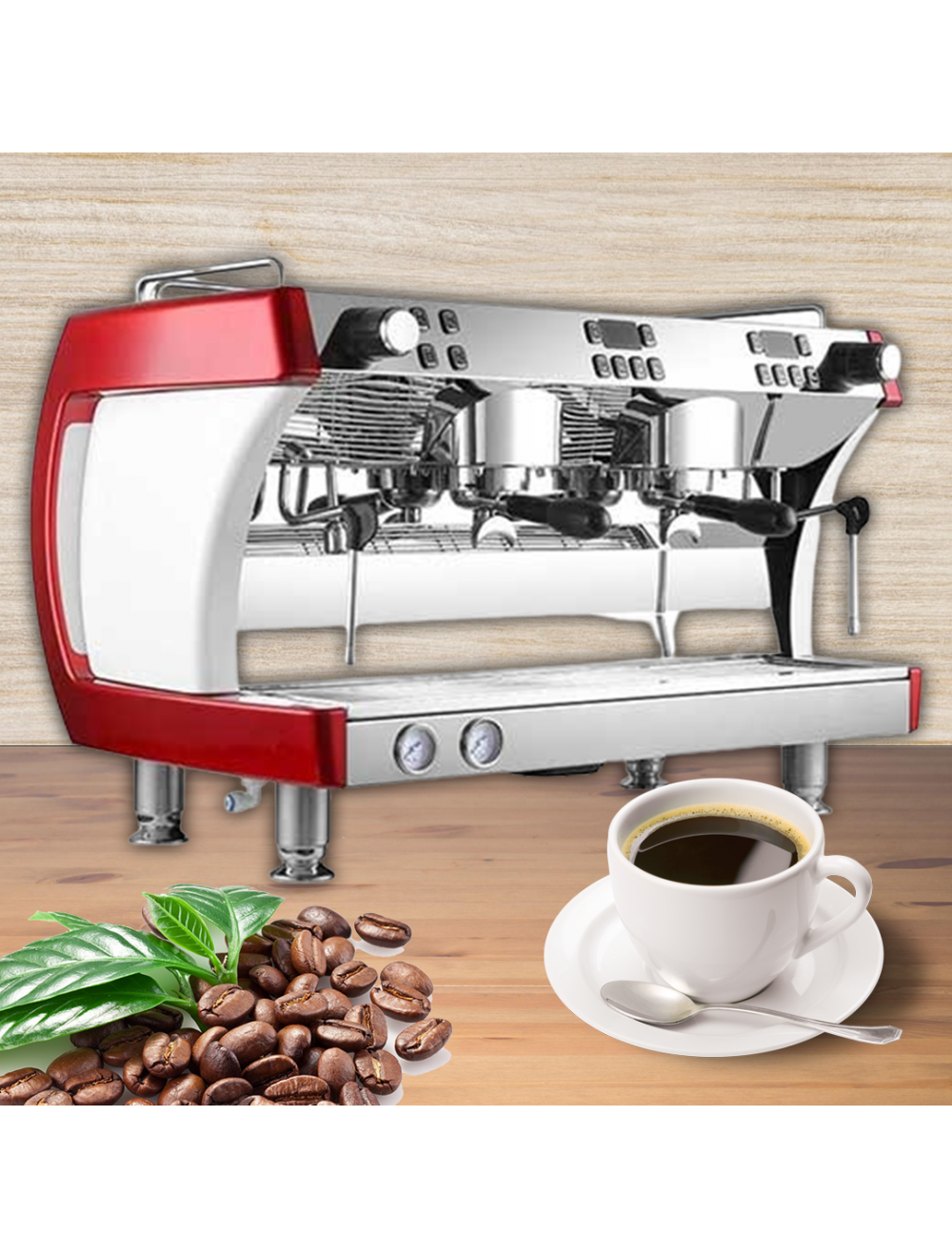 เครื่องชงกาแฟ กึ่งอัตโนมัติ Double Group Espresso Coffee Machine